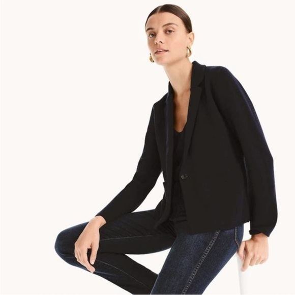 J Crew 365 Cropped single-button sweater-blazer Wool Blend Black large - Picture 1 of 6
